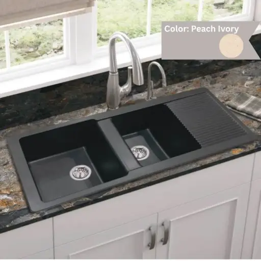 [LBI3-045] Peach Ivory - Evolution - Quartz Kitchen Sink - 19"x45"