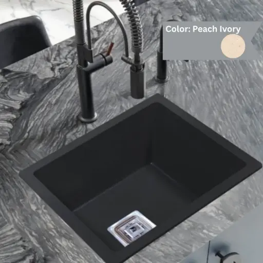 [LBI3-063] Peach Ivory - Solo-S2 - Quartz Kitchen Sink - 21"x18"
