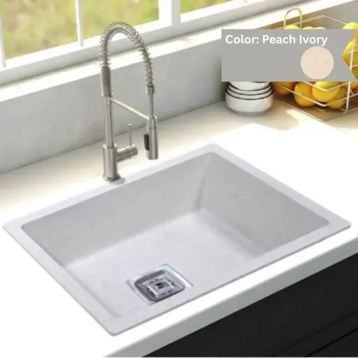 [LBI3-039] Peach Ivory - Vega-V2 - Quartz Kitchen Sink - 24"x18"