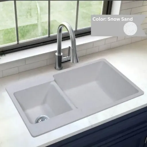 [LBI3-031] Snow Sand - Eros-E1 - Quartz Kitchen Sink - 34"x19.5"