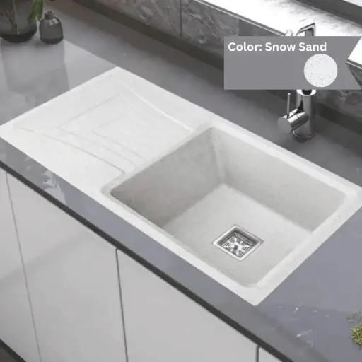 [LBI3-055] Snow Sand - Ruga-2 - Quartz Kitchen Sink - 36"x18"