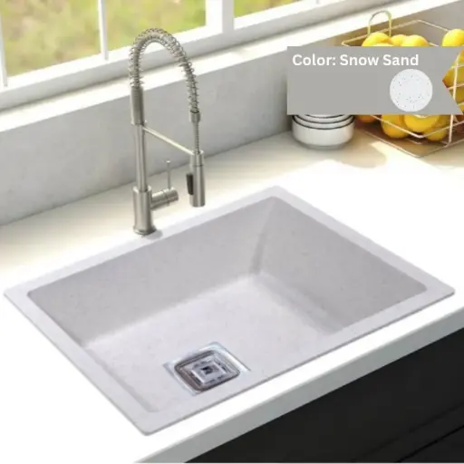 [LBI3-037] Snow Sand - Vega-V2 - Quartz Kitchen Sink - 24"x18"