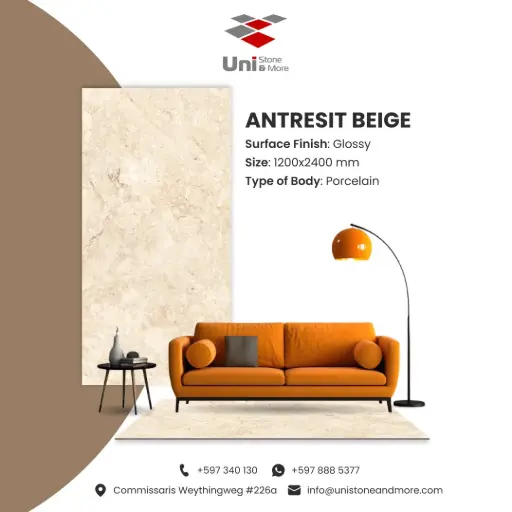 [SLA1224002] Antresit Beige - Glossy - P - 120x240 15mm
