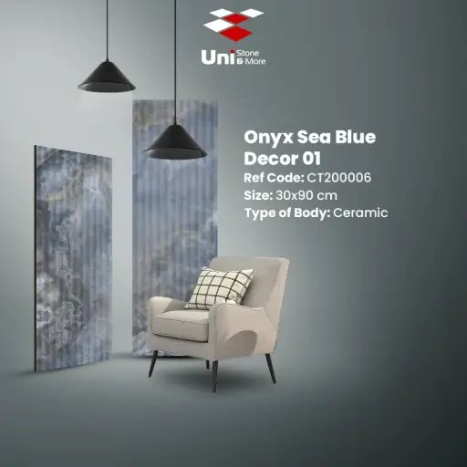 [CT200006] Onyx Sea Blue Decor 01 - Glossy - C - 30x90