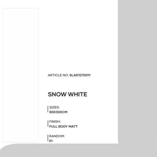 [SLAD1270011] Snow White - Full Body Matt - P - 80x300 15mm