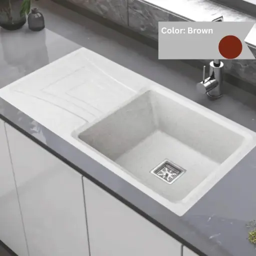 [LBI00024] Brown - Ruga - Quartz Kitchen Sink - 36"x18"