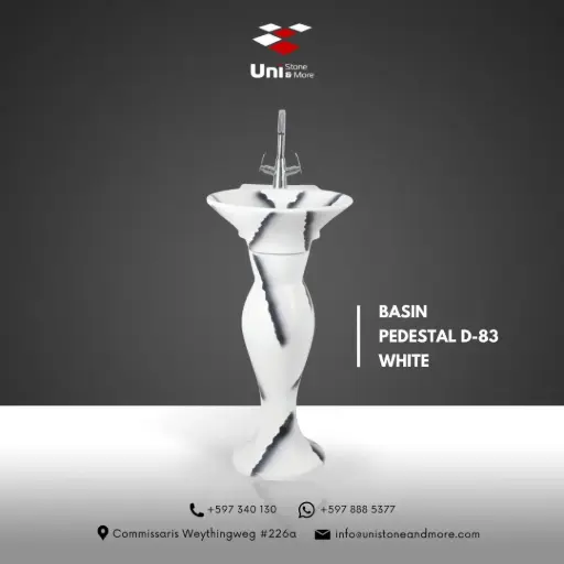 [TTD-83W] Basin Pedestal D-83 - White - P