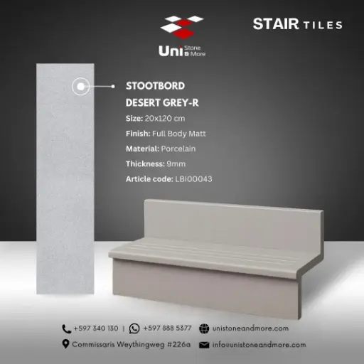[LBI00043] Stootbord Desert Grey-R - Full Body Matt - P - 20x120