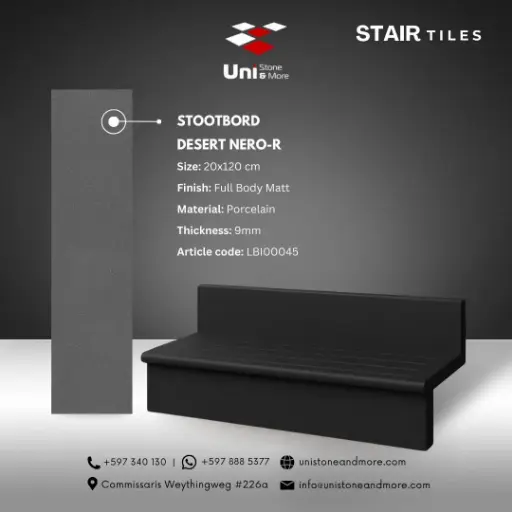 [LBI00045] Stootbord Desert Nero-R - Full Body Matt - P - 20x120