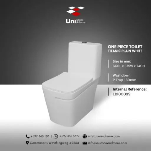 [LBI00099] One piece Toilet Titanic Plain White - P-Trap