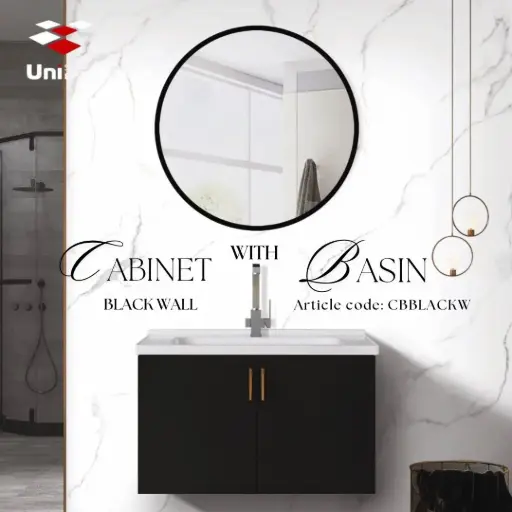 [CBBLACKW] Cabinet with Basin - Black Wall - 