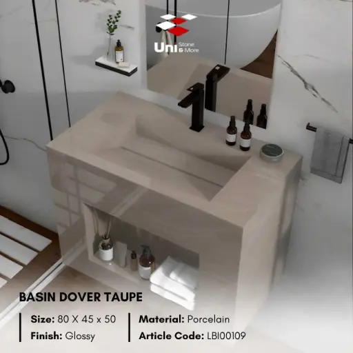 [LBI00109] Basin Dover Taupe - Glossy - P - 80 x 45 x 50