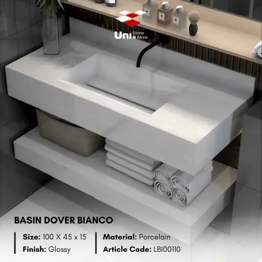 [LBI00110] Basin Dover Bianco - Glossy - P - 100 x 45 x 15