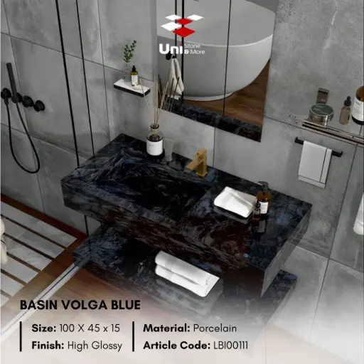 [LBI00111] Basin Volga Blue - High Glossy - P - 100 x 45 x 15