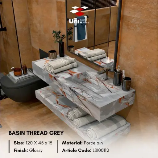 [LBI00112] Basin Thread Grey - Glossy - P - 120 x 45 x 15