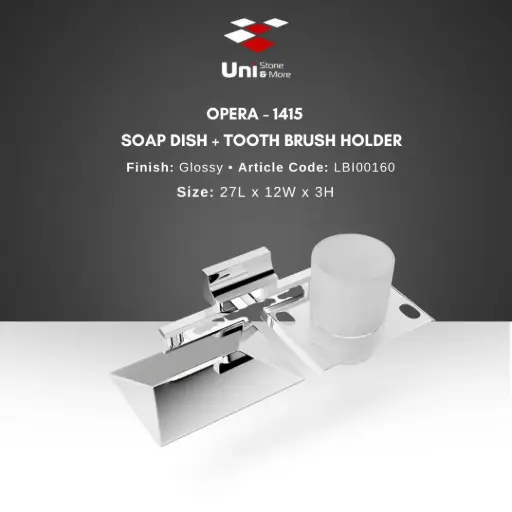 [LBI00160] Opera - 1415 Soap Dish + Tooth Brush Holder - Glossy - 27L x 12W x 3H