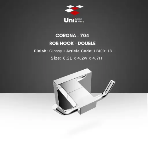 [LBI00118] Corona - 704 Rob Hook - Double - Glossy - 8.2L x 4.2W x 4.7H - 