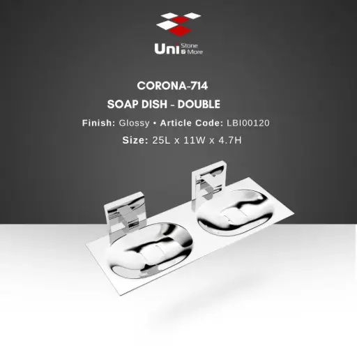[LBI00120] Corona - 714 Soap Dish - Double - Glossy - 25L x 11W x 4.7H