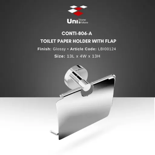 [LBI00124] Conti - 806-A Toilet Paper Holder with Flap - Glossy - 13L x 4W x 13H