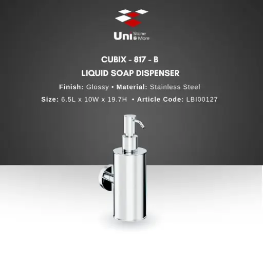[LBI00127] Cubix - 817-B Liquid Soap Dispenser - Glossy - SS - 6.5L x 10W x 19.7H