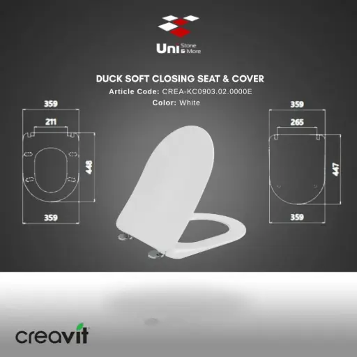 [CREA-KC0903.02.0000E] Duck Soft Closing Seat & Cover - White
