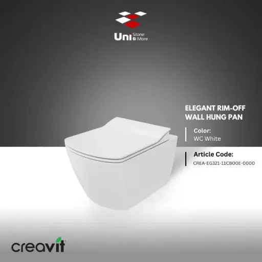 [CREA-EG321-11CB00E-0000] Elegant Rim-Off Wall hung Pan WC White