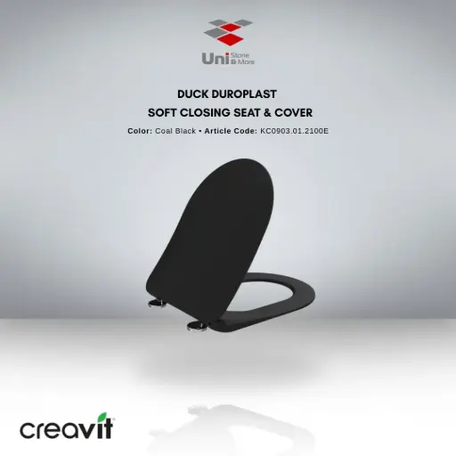 [CREA-KC0903.01.2100E] Duck Duroplast Soft Closing Seat & Cover - Coal Black