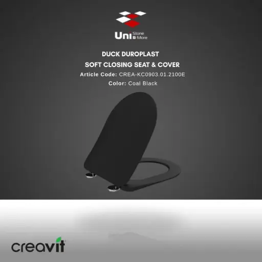 [CREA-KC0903.01.2100E] Duck Duroplast Soft Closing Seat & Cover - Coal Black
