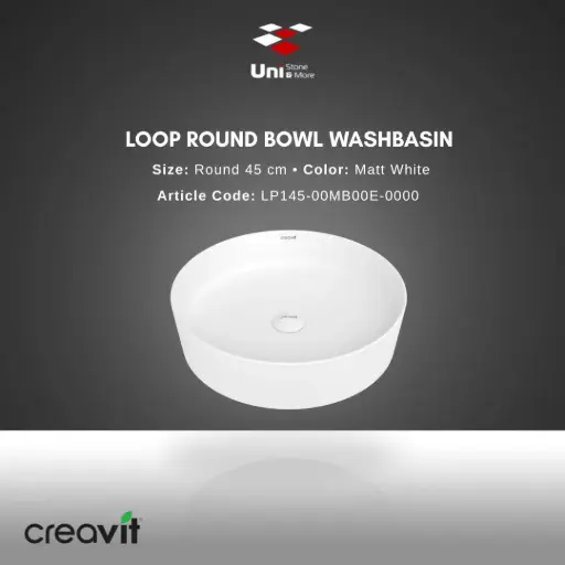[CREA-LP145-00MB00E-0000] Loop Round Bowl Washbasin round 45 cm - Matt White