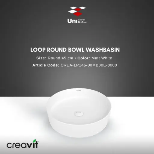 [CREA-LP145-00MB00E-0000] Loop Round Bowl Washbasin round 45 cm - Matt White