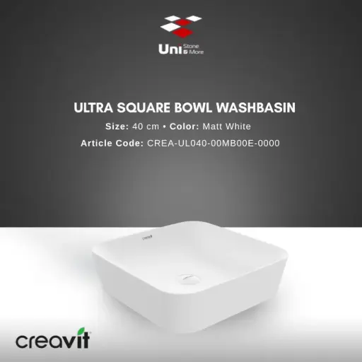 [CREA-UL040-00MB00E-0000] Ultra Square Bowl Washbasin 40 cm - Matt White