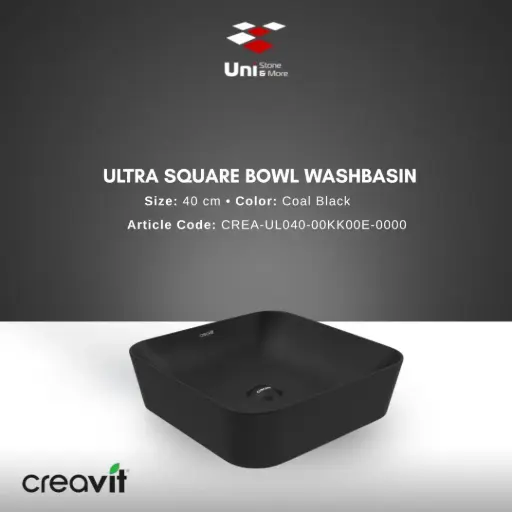[CREA-UL040-00KK00E-0000] Ultra Square Bowl Washbasin 40 cm - Coal Black