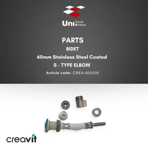 [CREA-600200] Parts - Bidet 60mm S. Steel coated S Type Elbow