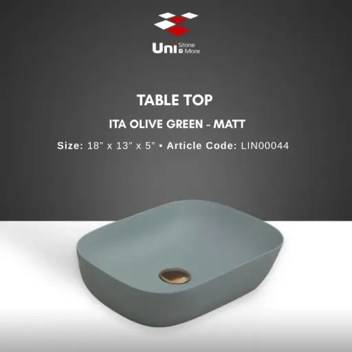 [LIN00044] Table Top Ita Olive Green - Matt - 18''x13''x5''