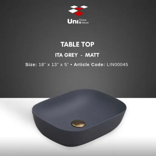 [LIN00045] Table Top Ita Grey - Matt - 18''x13''x5''