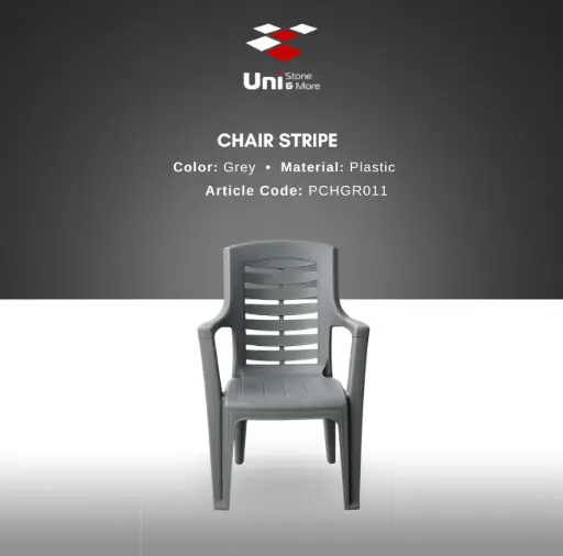 [PCHGR011] Plastic Chair - Stripe Stoel - Grey - P