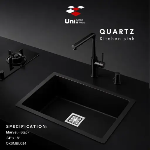 [QKSMBL014] Quartz kitchen sink - Marvel - Black - Q - 24"x18"