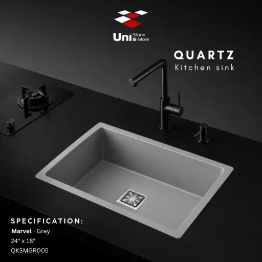 [QKSMGR005] Quartz kitchen sink - Marvel - Grey - Q - 24"x18"