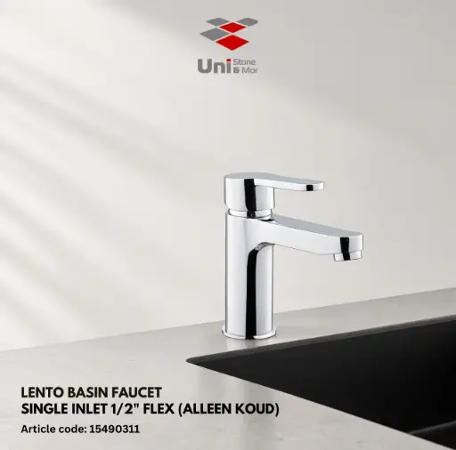 [15490311] Lento Basin Faucet Single Inlet 1/2" Flex (alleen koud)