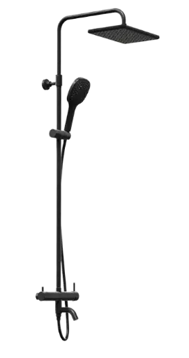[156805324] Azure Black Rain Shower System 3 Inlet
