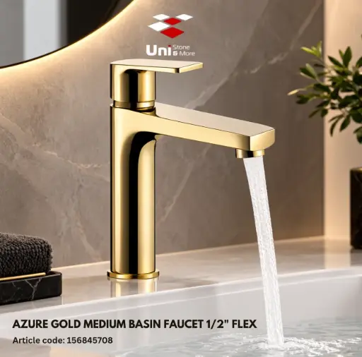 [156845708] Azure Gold Medium Basin Faucet 1/2" Flex
