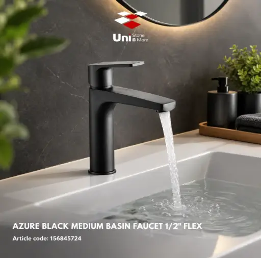 [156845724] Azure Black Medium Basin Faucet 1/2" Flex
