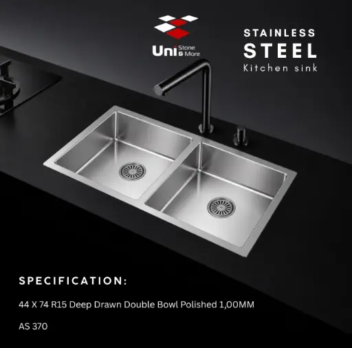 [AS 370] 44 X 74 R15 Deep Drawn Double Bowl Polished 1,00MM