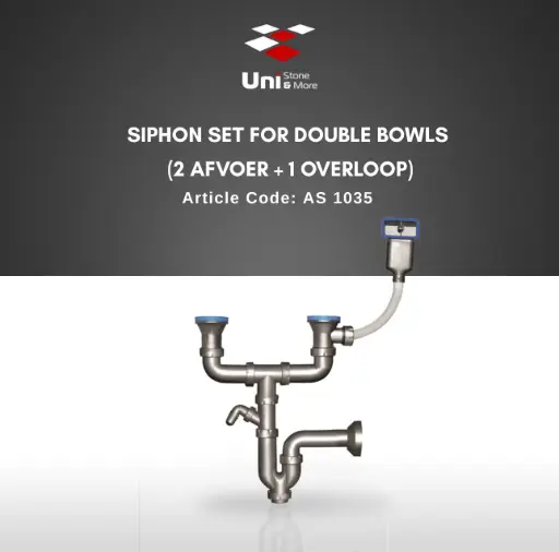 [AS 1035] Siphon Set For Double Bowls (2 afvoer + 1 overloop)