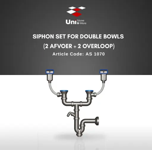 [AS 1070] Siphon Set For Double Bowls (2 afvoer + 2 overloop)